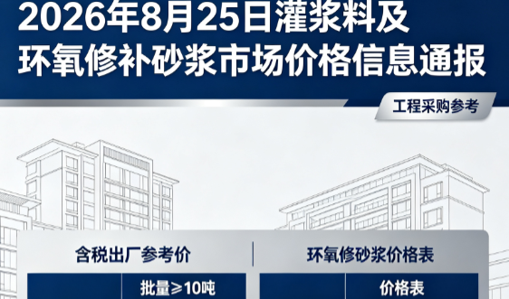 汉寿2026年8月25日灌浆料及环氧修补砂浆市场价格信息通报